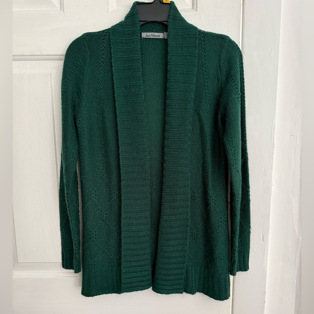 jason maxwell Deep Green Open-Front Women's Cardigan